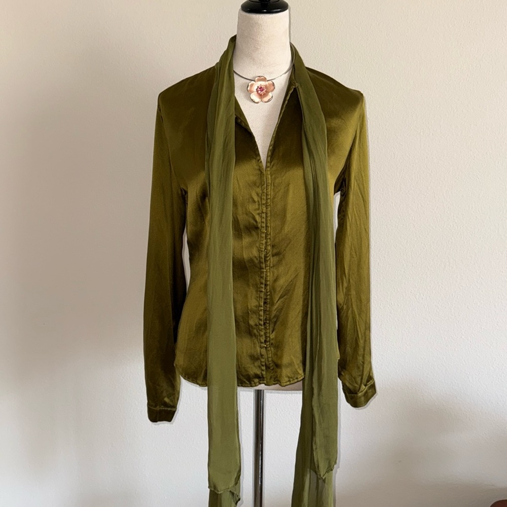 Roberto Cavalli Green Silk Top - Picture 2 of 8